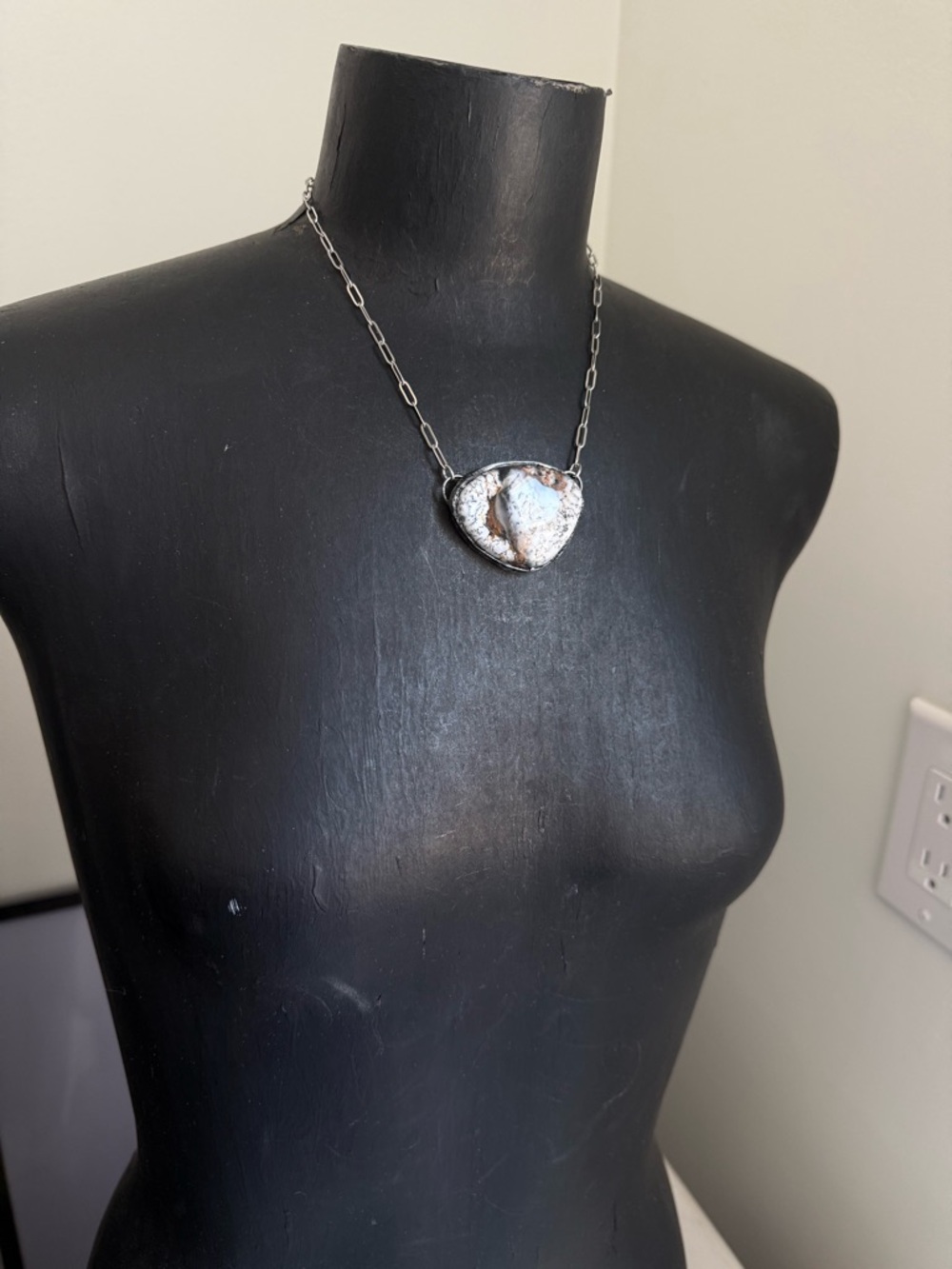 Dendritic agate crystal pendant necklace boho jewelry southwest jewelry for woma - Picture 2 of 9